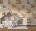 Cartoon Animals In Coffee Tones Wallpaper