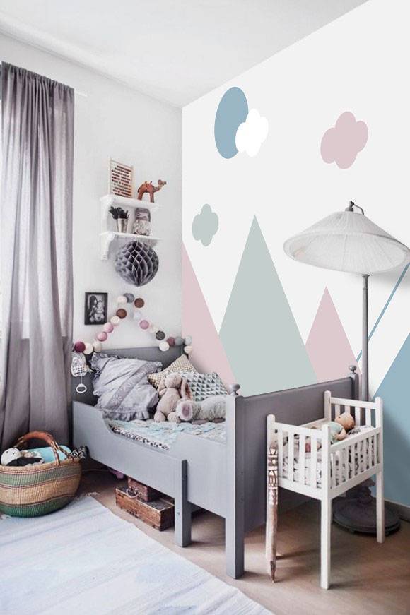 Clouds And Mountain Kids Self adhesive Wallpaper, Wall sticker, Wall poster, Wall Decal - Luzen&co