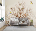 Trees and Birds Wallpaper in Sepia Tones