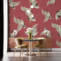 Birds Figured Turquoise Wall Mural Self adhesive Wallpaper Luzenandco
