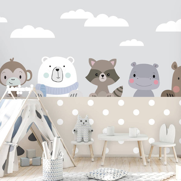 Animals Behind Garden Wallpaper, Wall sticker, Wall poster, Wall Decal - Luzen&co