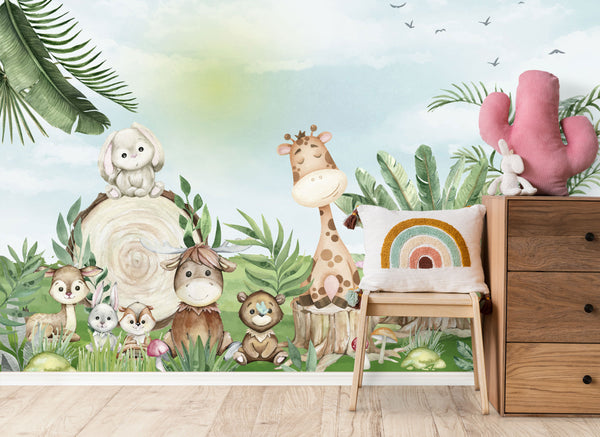 Animals In The Forest Kids Self adhesive Wallpaper