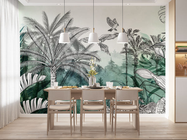 Wild life Tropical Self adhesive Wallpaper Peel and stick wallpaper - Luzen&Co