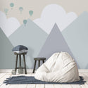 Blue Tones Mountains With Clouds Wallpaper, Wall sticker, Wall poster, Wall Decal - Luzen&co