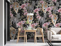Zebra and Tiger Pattern Floral Wallpaper