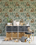 Dinosaur Pattern Tropical Floral Wallpaper, Wall sticker, Wall poster, Wall Decal