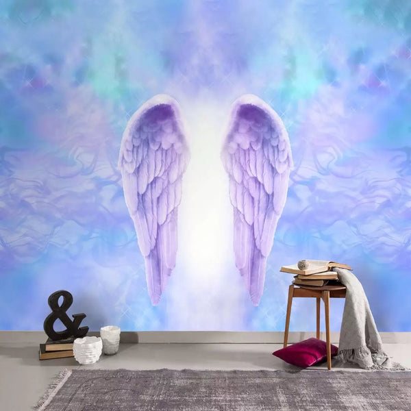 Blue Paradise Light Angel Wings Wall Mural Wallpaper - Luzen&Co
