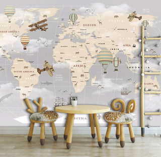 World Map Self adhesive wallpaper Peel and Stick wallpaper in Australia - Luzen&Co