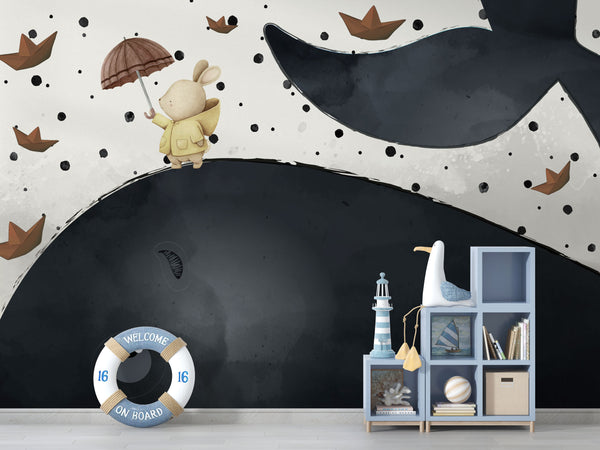 Whale Peel and Stick wallpaper Self adhesive wallpaper -Luzen&Co
