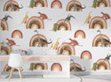 Dinosaurs and Rainbow Peel and Stick Wallpaper