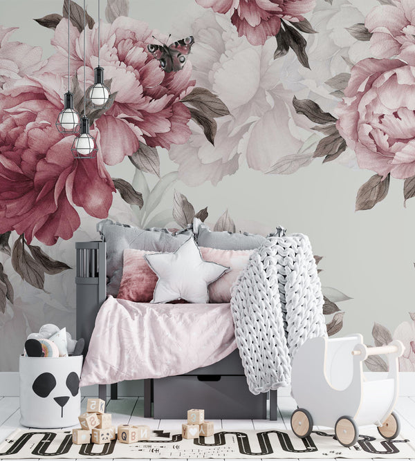 Big Pink Rose Soft Self adhesive wallpaper