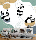 Pandas Playing On Tree Wallpaper, Wall sticker, Wall poster, Wall Decal - Luzen&co