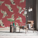 Birds Figured Turquoise Wall Mural Self adhesive Wallpaper Luzenandco