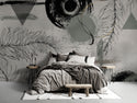Soft Feather and Geometric Pattern Wallpaper