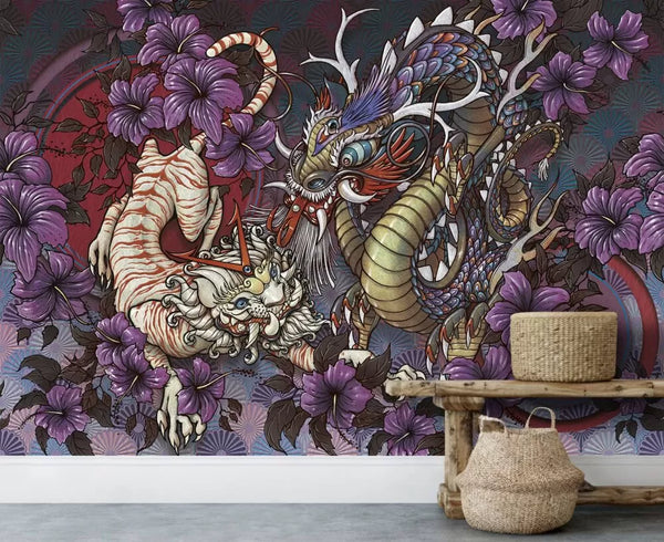 Purple Tones Dragon Designed Peel and Stick Australia Wallpaper - Luzen&Co