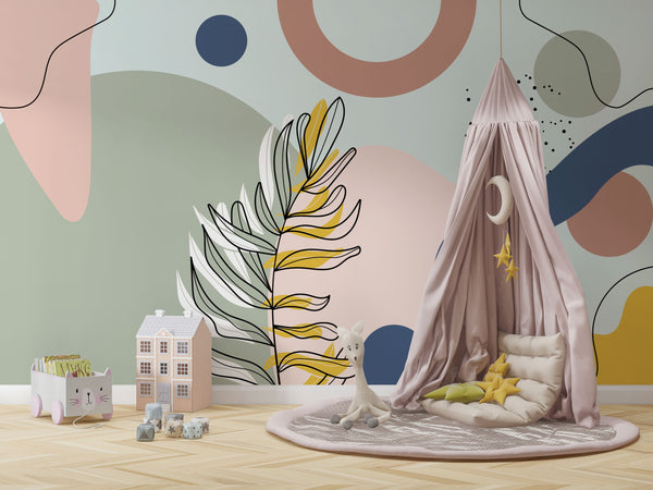 Floral and Geometric Pattern Self adhesive Wallpaper