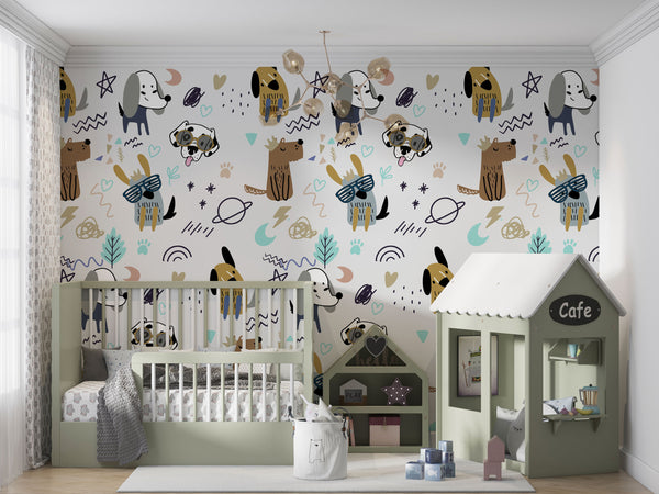 Dogs Kids Self adhesive Wallpaper, Wall sticker, Wall poster, Wall Decal - Luzen&co