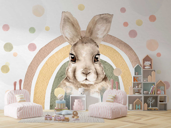 Rabbit Kids Peel and Stick wallpaper Self adhesive wallpaper -Luzen&Co