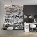 Graffiti Inscribed Stylish Wall Mural Wallpaper