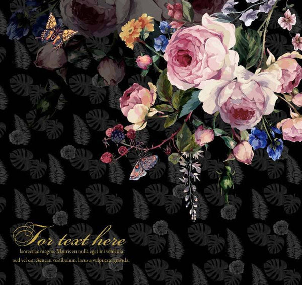 Dark Background Flower Self adhesive Wallpaper