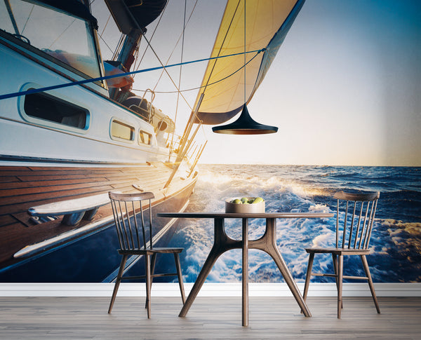 Yacht View at Sea Landscape Wallpaper