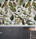 Watercolor Effect Bird Floral Wallpaper