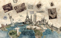 Wonders World With Post Cards Wall Mural Wallpaper - Luzen and co