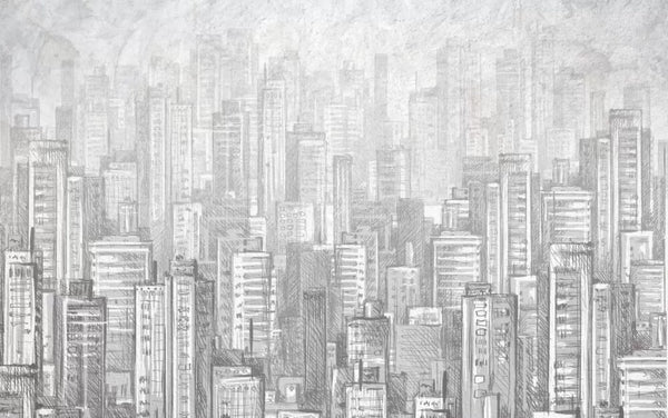 Stylish Gray Tones City Theme Wall Mural Wallpaper - Australia Luzen&Co