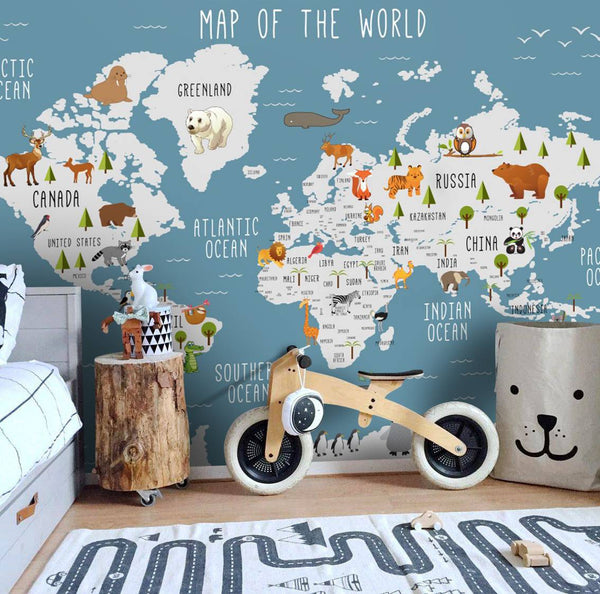 Blue Tones National Animals Wallpaper, Wall sticker, Wall poster, Wall Decal - Luzen&co