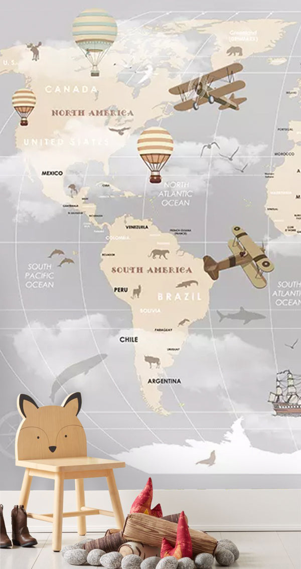 World Map Self adhesive wallpaper Peel and Stick wallpaper in Australia - Luzen&Co
