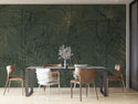 Dark Green Flower Silhouette Self adhesive Wallpaper