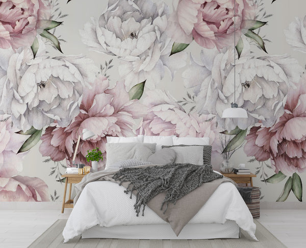 Pink and White Soft Roses Wallpaper