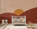 Boho Style Mountain and Sun Kids Wallpaper