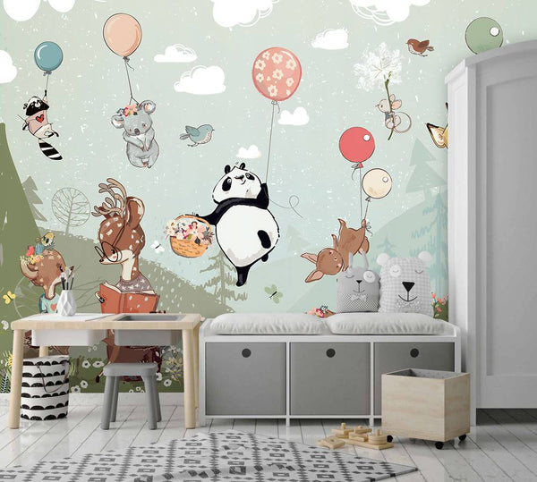 Animals Playing With Balloons Wallpaper, Wall sticker, Wall poster, Wall Decal - Luzen&co