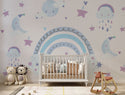 Moon, Clouds and Rainbow Peel and Stick Wallpaper, Wall sticker, Wall poster