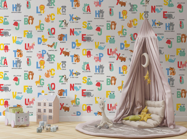 Alphabet Kids Self adhesive wallpaper Peel and Stick wallpaper in Australia - Luzen&Co