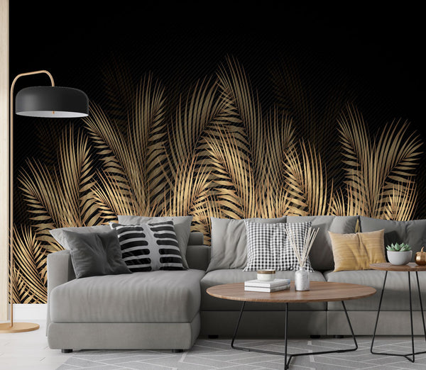 Big Yellow Tropical Leaves Self Adhesive Wallpaper