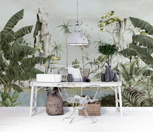 Tropical Self adhesive Wallpaper Peel and stick wallpaper - Luzen&Co