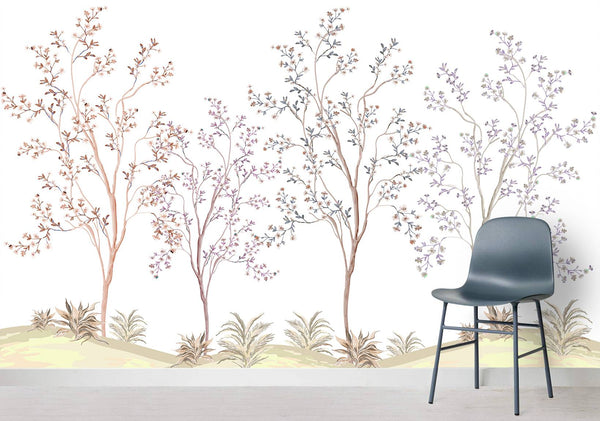 Flowers On Tree Self adhesive Wallpaper