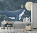 Whale Swimming Kids room Wallpaper, Wall stickers