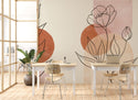 Soft Linear Floral Wallpaper