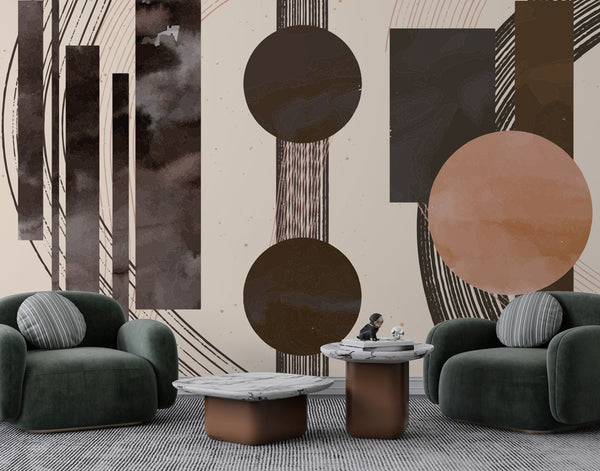 Aging Geometric Patterns in Coffee Tones Wallpaper