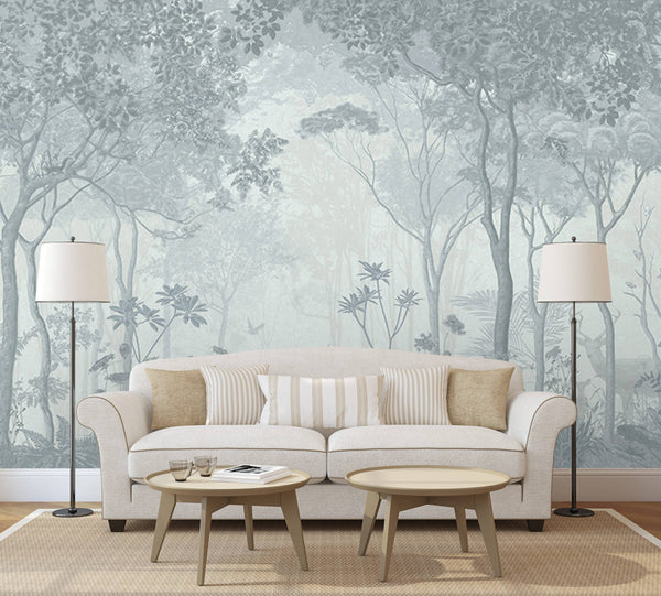 Blue Tones Foggy Self adhesive Wallpaper