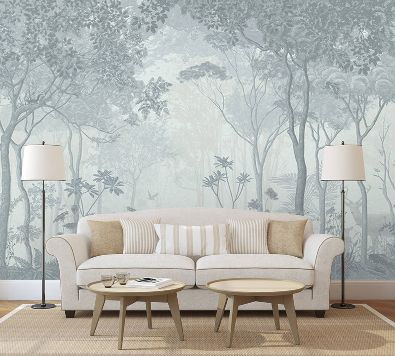 Blue Tones Foggy Self adhesive Wallpaper