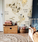 World Map Kids Self adhesive wallpaper Peel and Stick wallpaper in Australia - Luzen&Co