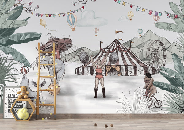 Circus Animals Self adhesive Wallpaper, Wall sticker, Wall poster, Wall Decal - Luzen&co