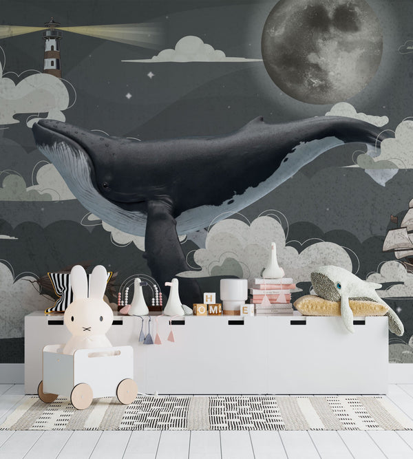 Whale Peel and Stick wallpaper Self adhesive wallpaper -Luzen&Co