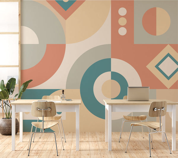 Geometric Modern Wallpaper in Soft Tones - Luzen&Co