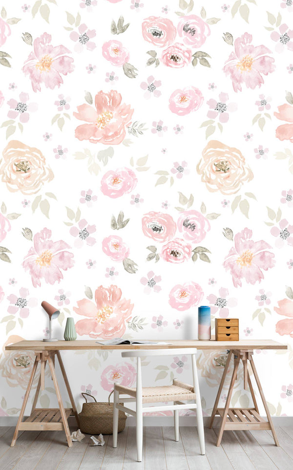 Pastel Colors Floral Wallpaper -Luzen&Co
