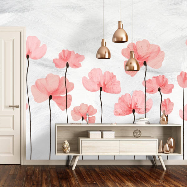 Red Poppy Flower Self adhesive Wallpaper